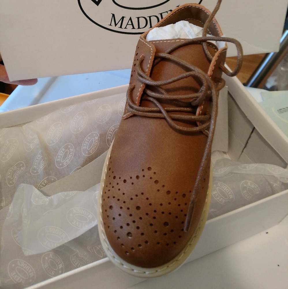 NEW Steve Madden Oxford for Boys size 13 Cognac - Picture 3 of 5
